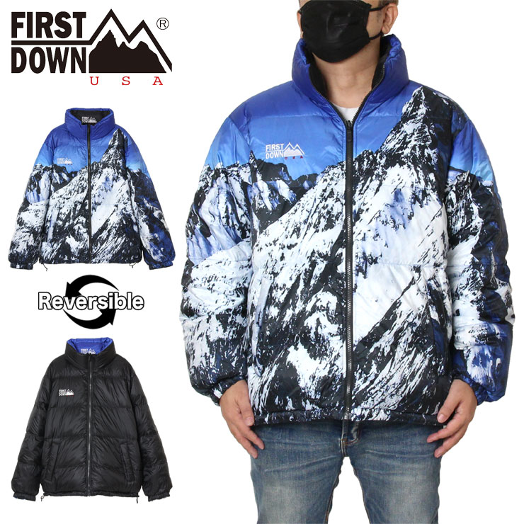 FIRST DOWN プリントリバーシブルダウン 雪山 | eclipseseal.com